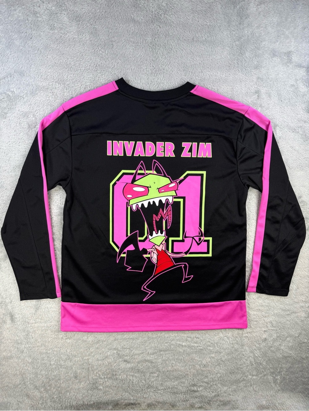 Nickelodeon Invader Zim Black & Hot Pink Long Sleeve Swim Rashguard
